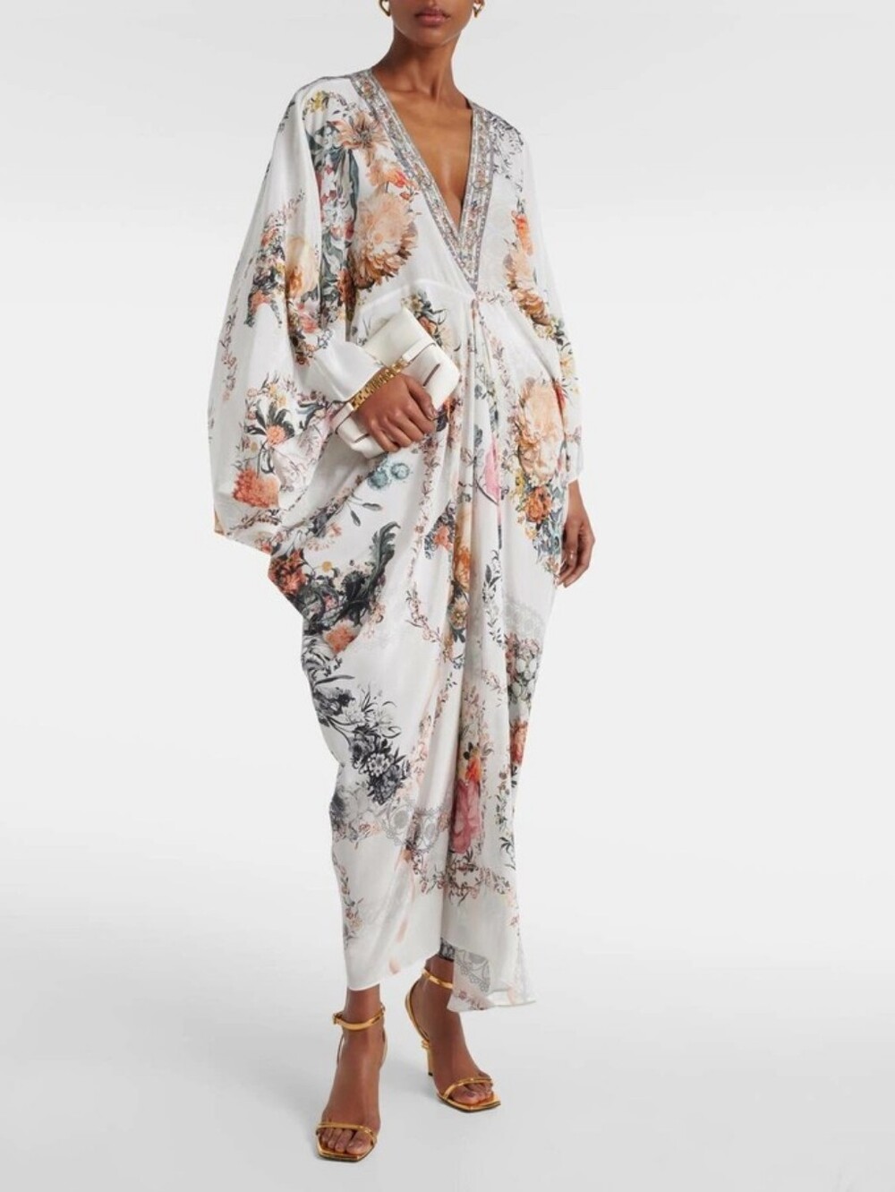 Camilla Embellished floral silk crepe kaftan In De Haar Memoirs
